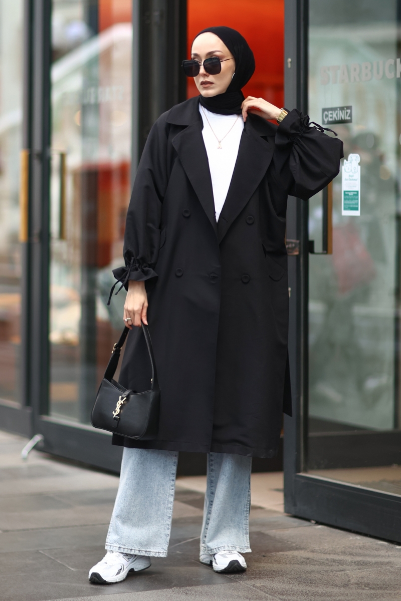 Joynis Siyah Trençkot