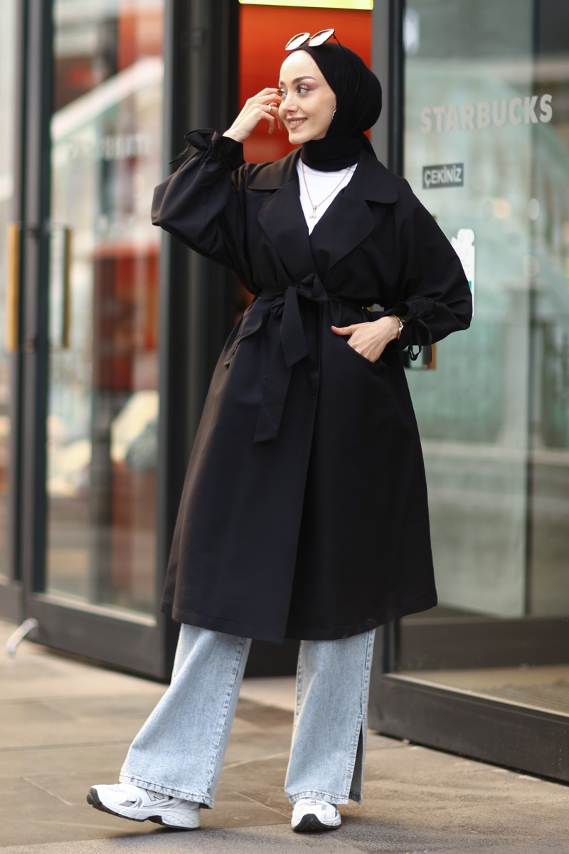 Joynis Siyah Trençkot
