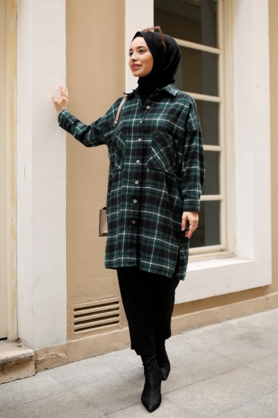 Juliet Zümrüt Ekose Gömlek