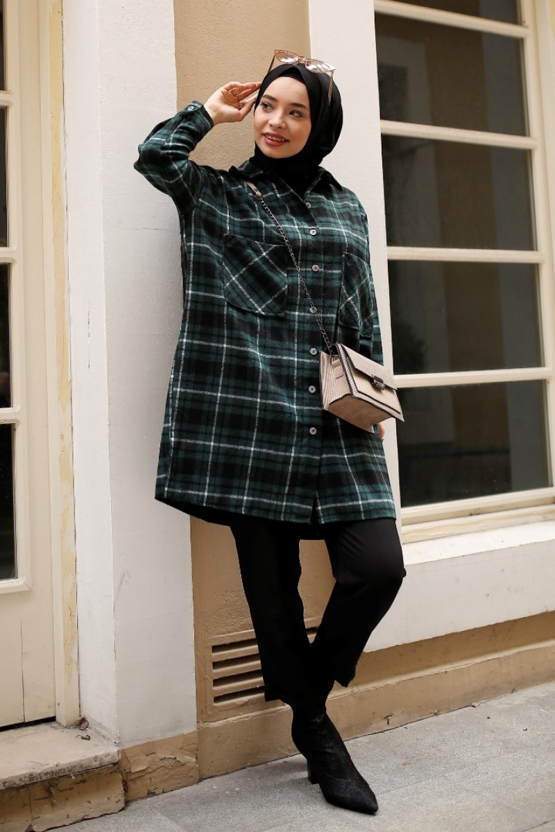 Juliet Zümrüt Ekose Gömlek