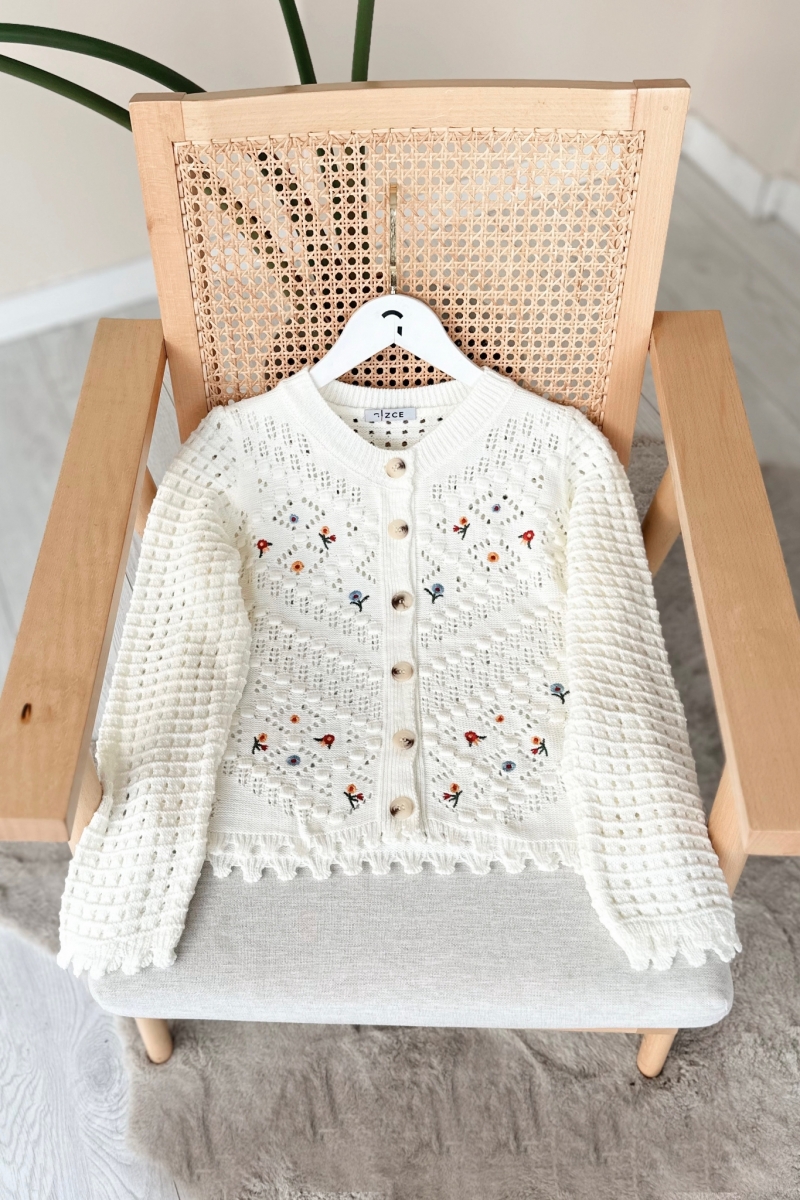 Kamelya Örgü Ekru Hırka