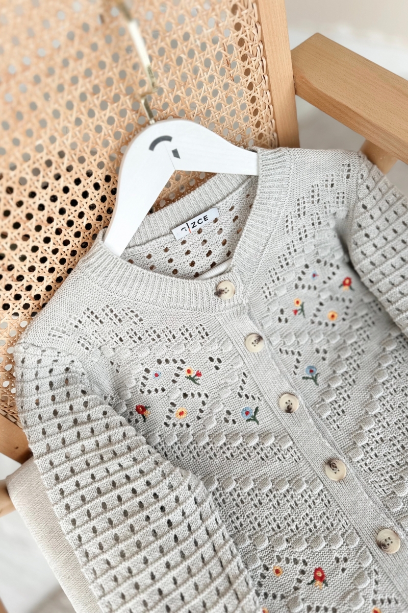 Kamelya Örgü Gri Hırka