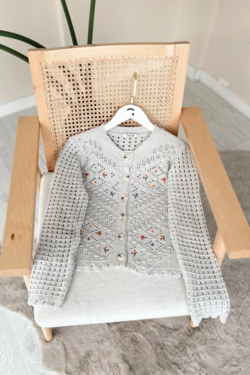 Kamelya Örgü Gri Hırka