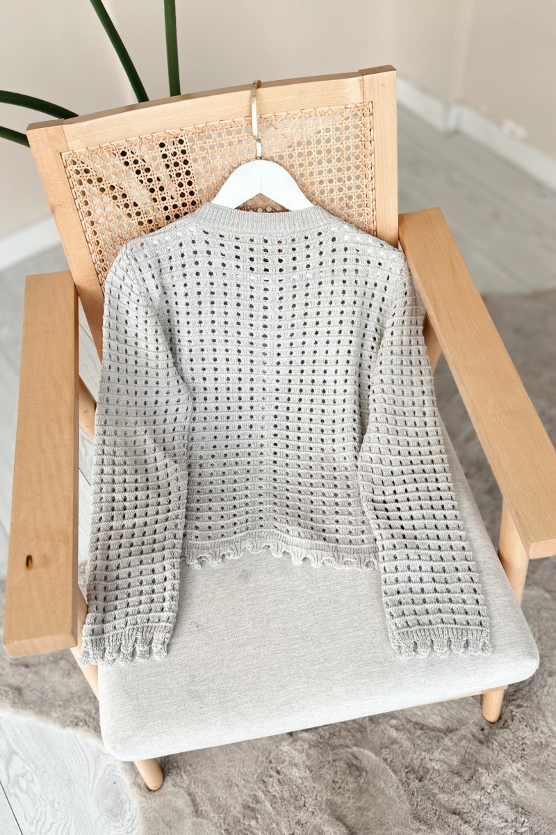 Kamelya Örgü Gri Hırka