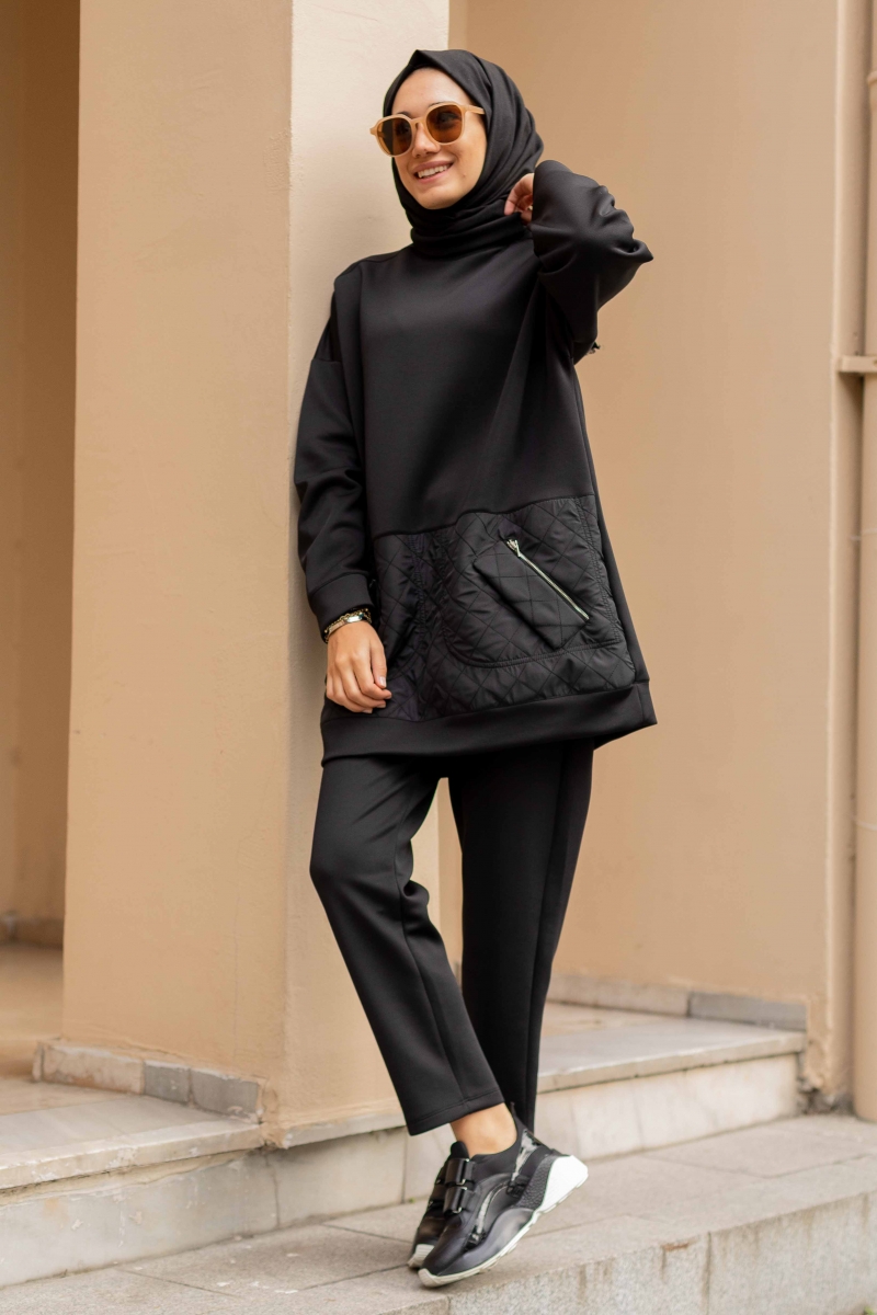 Kapitone Siyah Takım