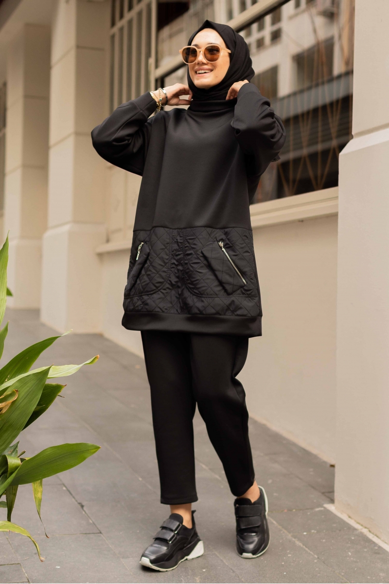 Kapitone Siyah Takım