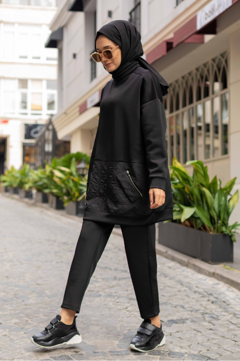 Kapitone Siyah Takım