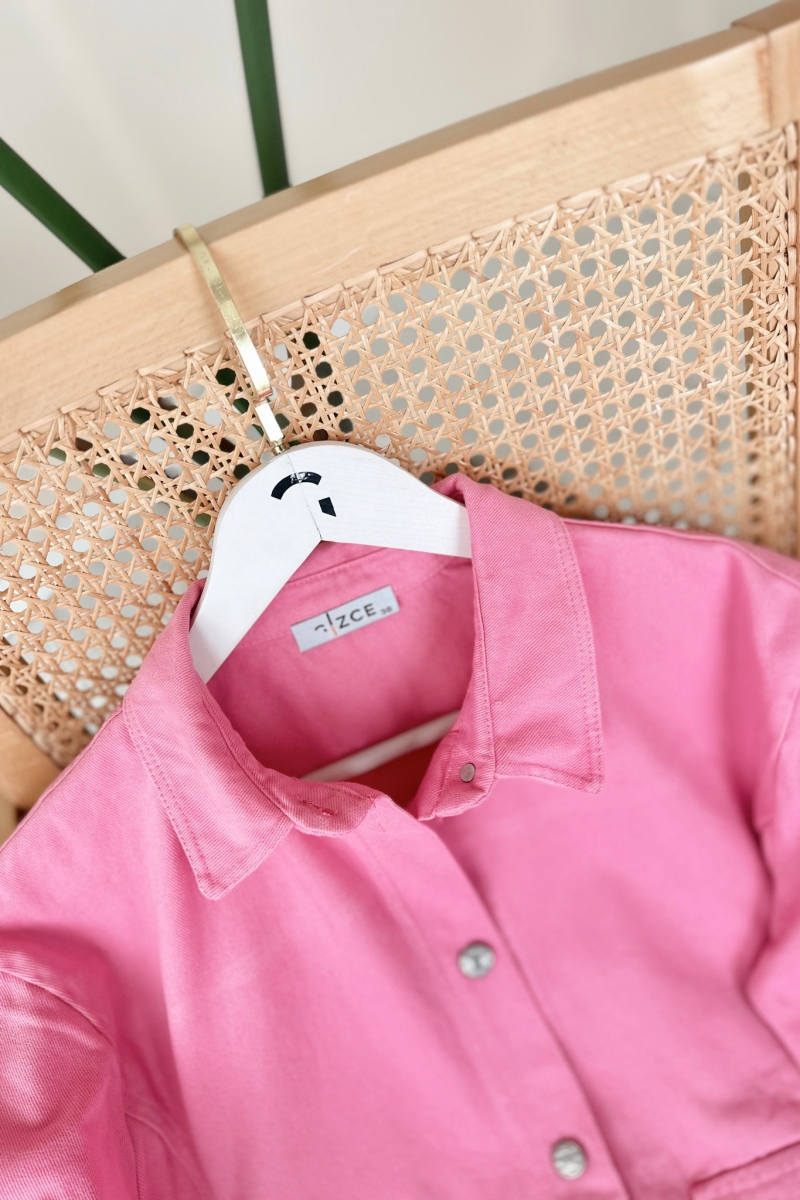 Katye Pembe Gabardin Gömlek