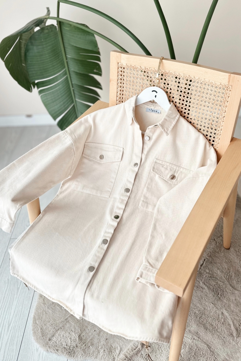 Kiera Ekru Gabardin Gömlek