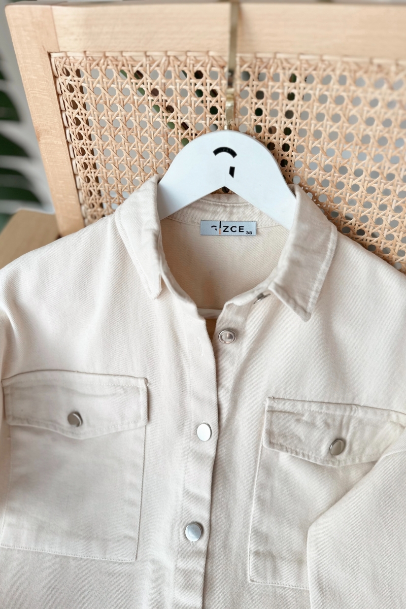 Kiera Ekru Gabardin Gömlek