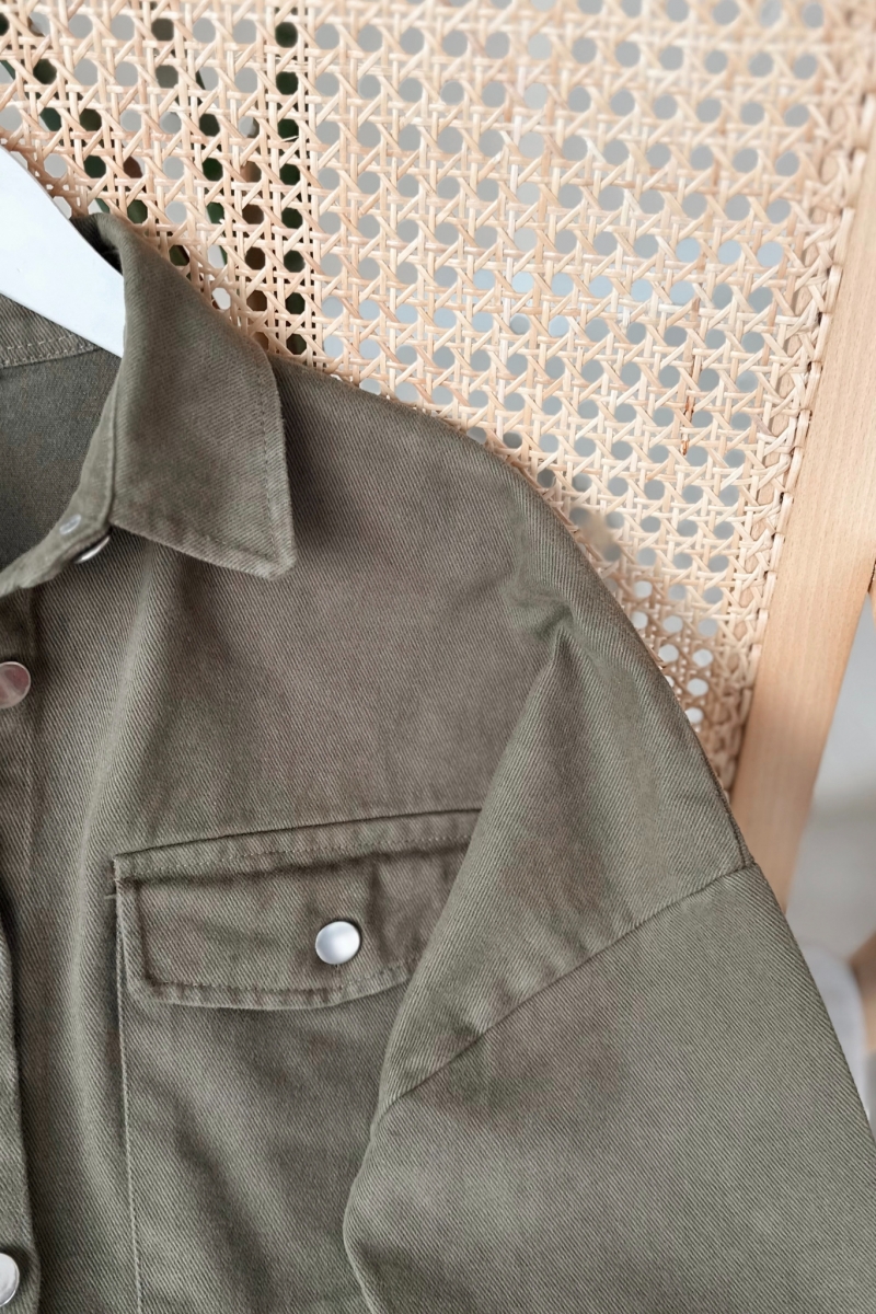 Kiera Haki Gabardin Gömlek