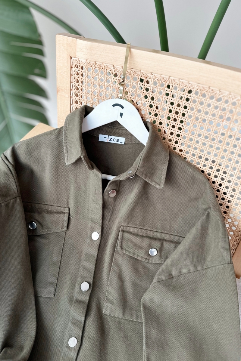 Kiera Haki Gabardin Gömlek
