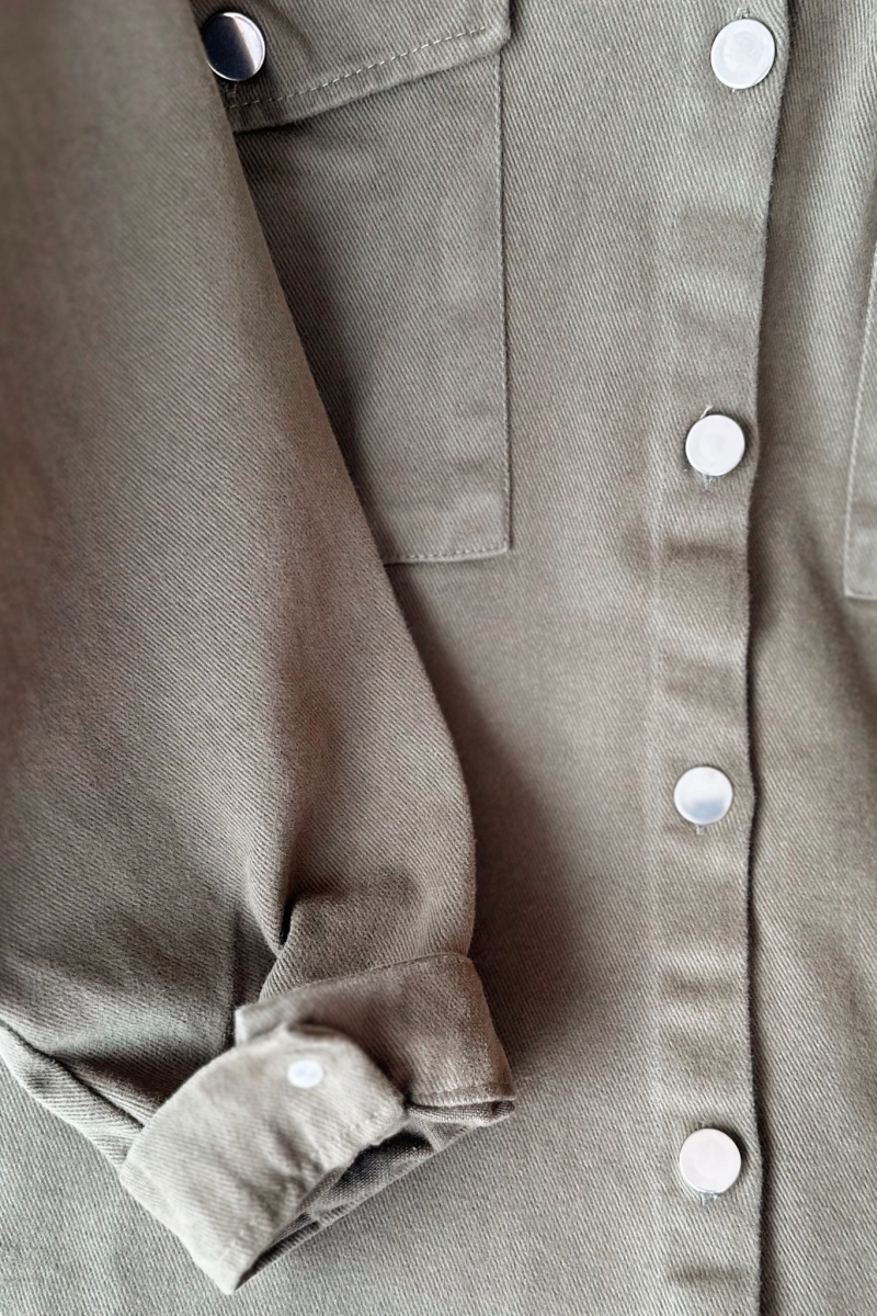 Kiera Haki Gabardin Gömlek