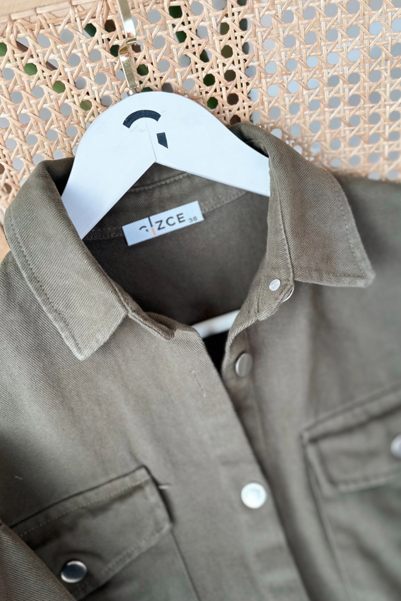 Kiera Haki Gabardin Gömlek