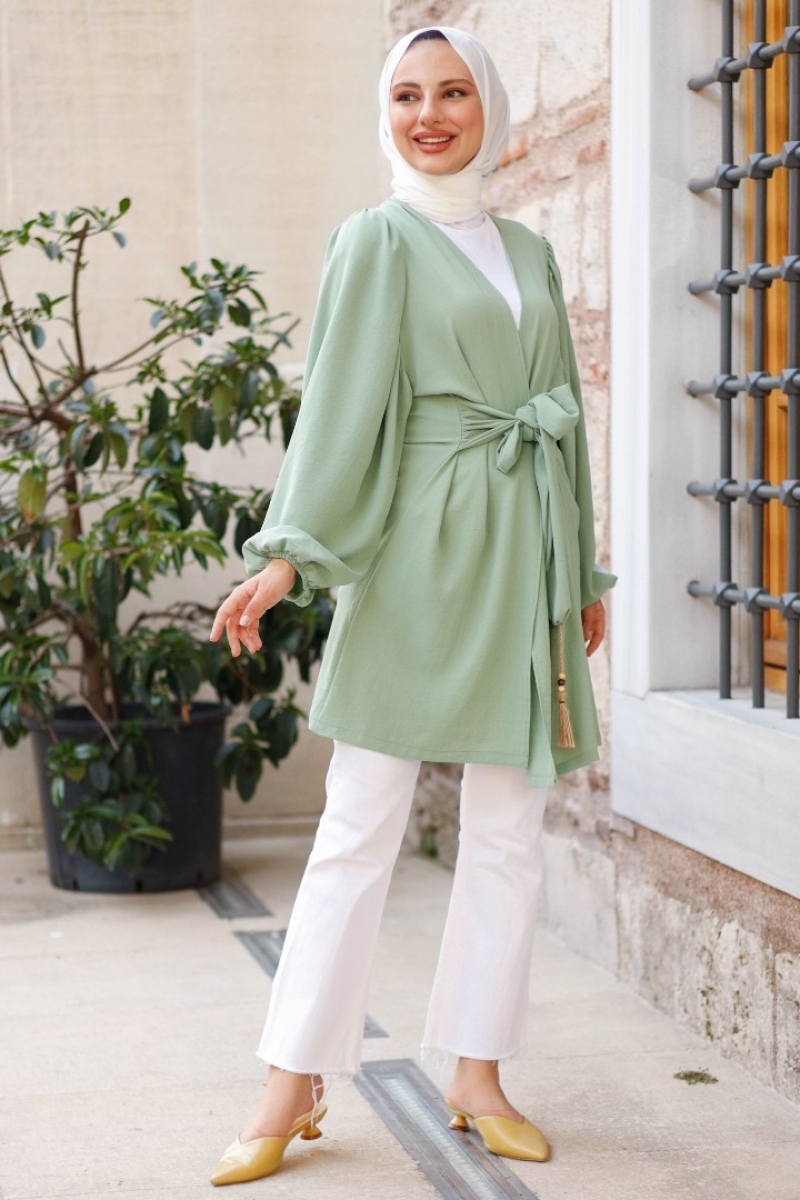 Kuvars Mint Yeşili Kimono