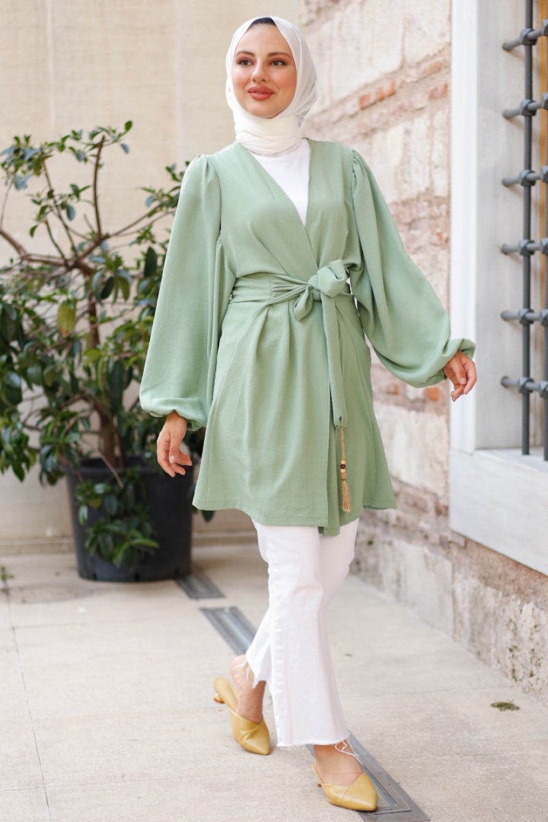 Kuvars Mint Yeşili Kimono