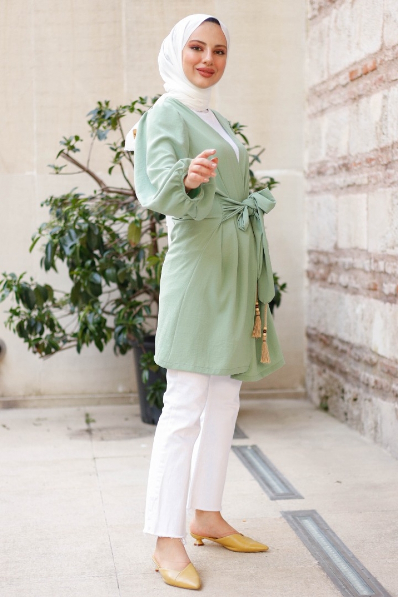 Kuvars Mint Yeşili Kimono