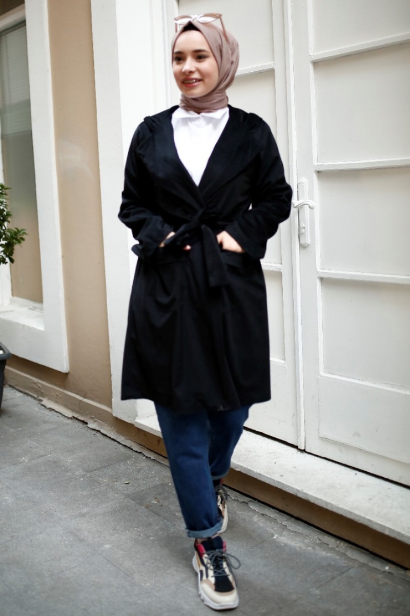 Lahor Siyah Trençkot