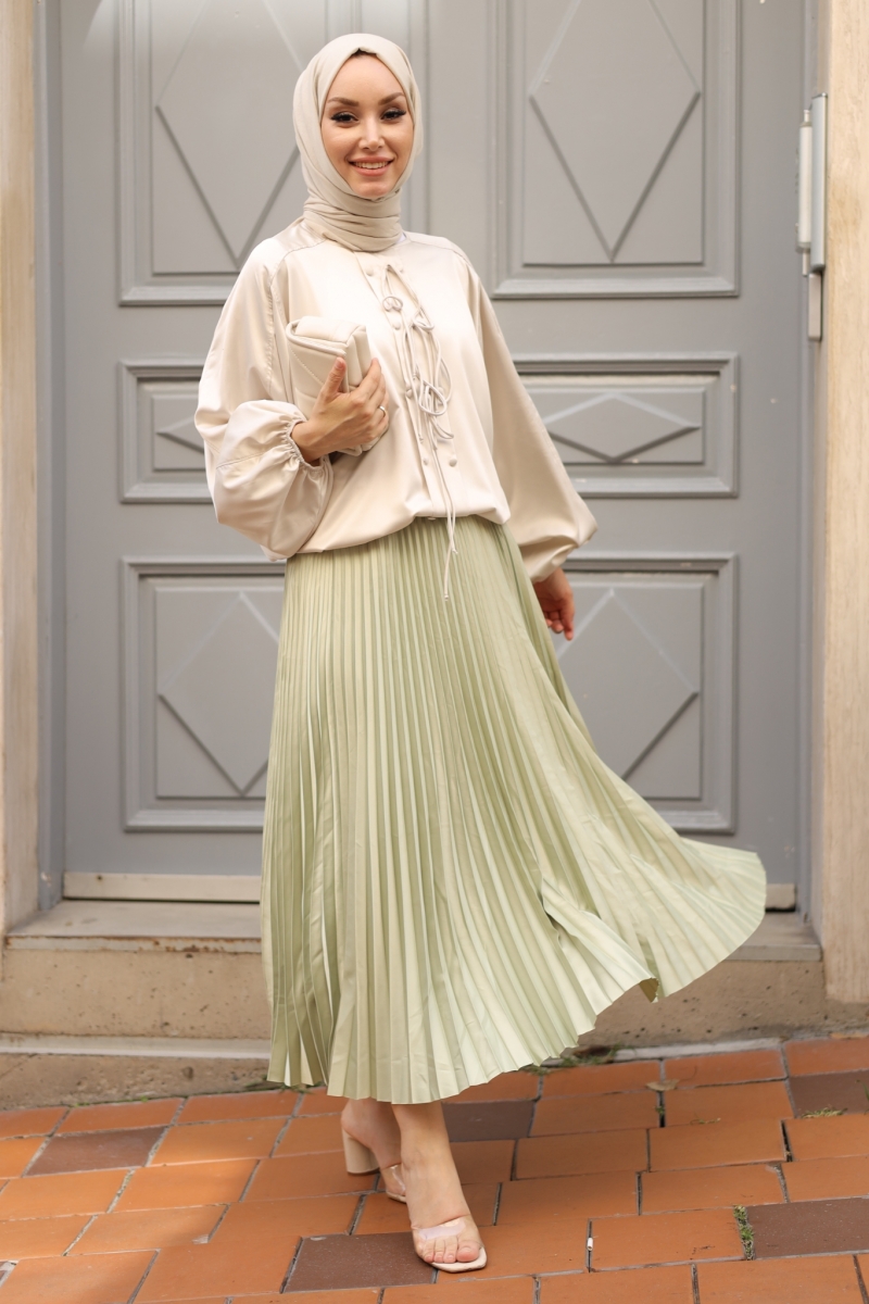 Lariva Mint Yeşili Saten Etek