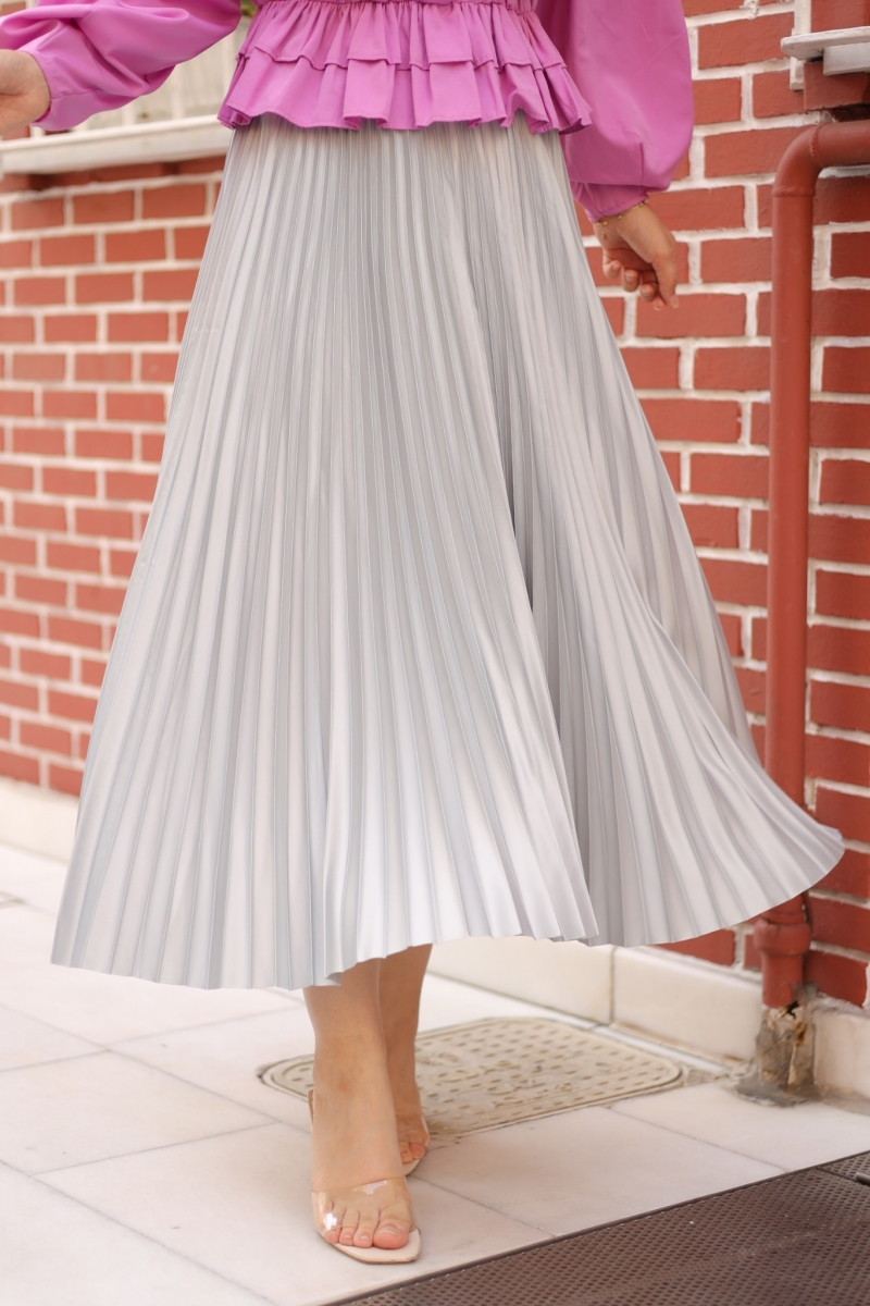 Lariva Gri Saten Etek