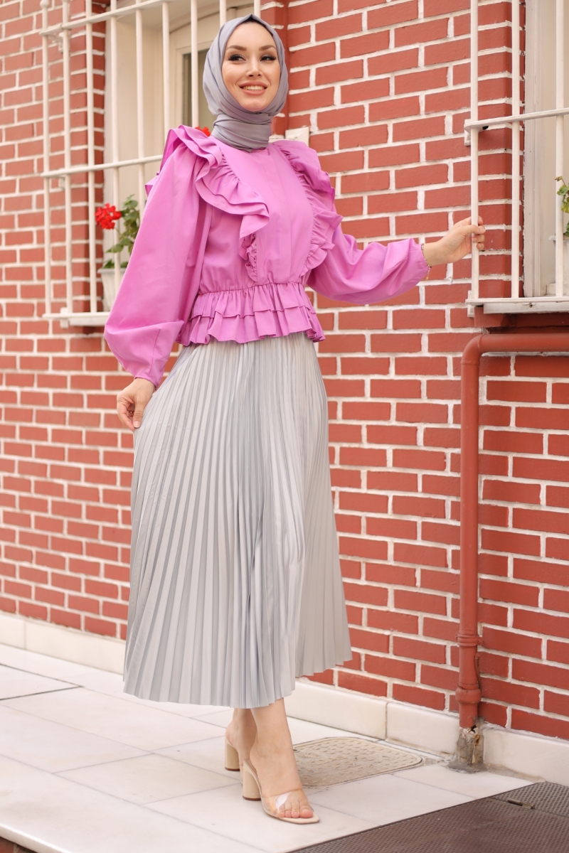 Lariva Gri Saten Etek