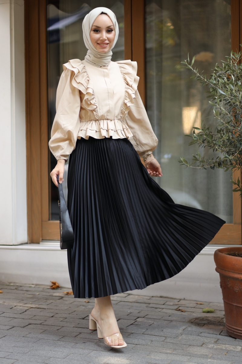 Lariva Siyah Saten Etek