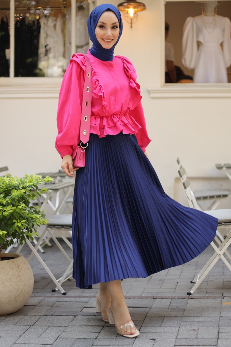 Lariva Lacivert Saten Etek