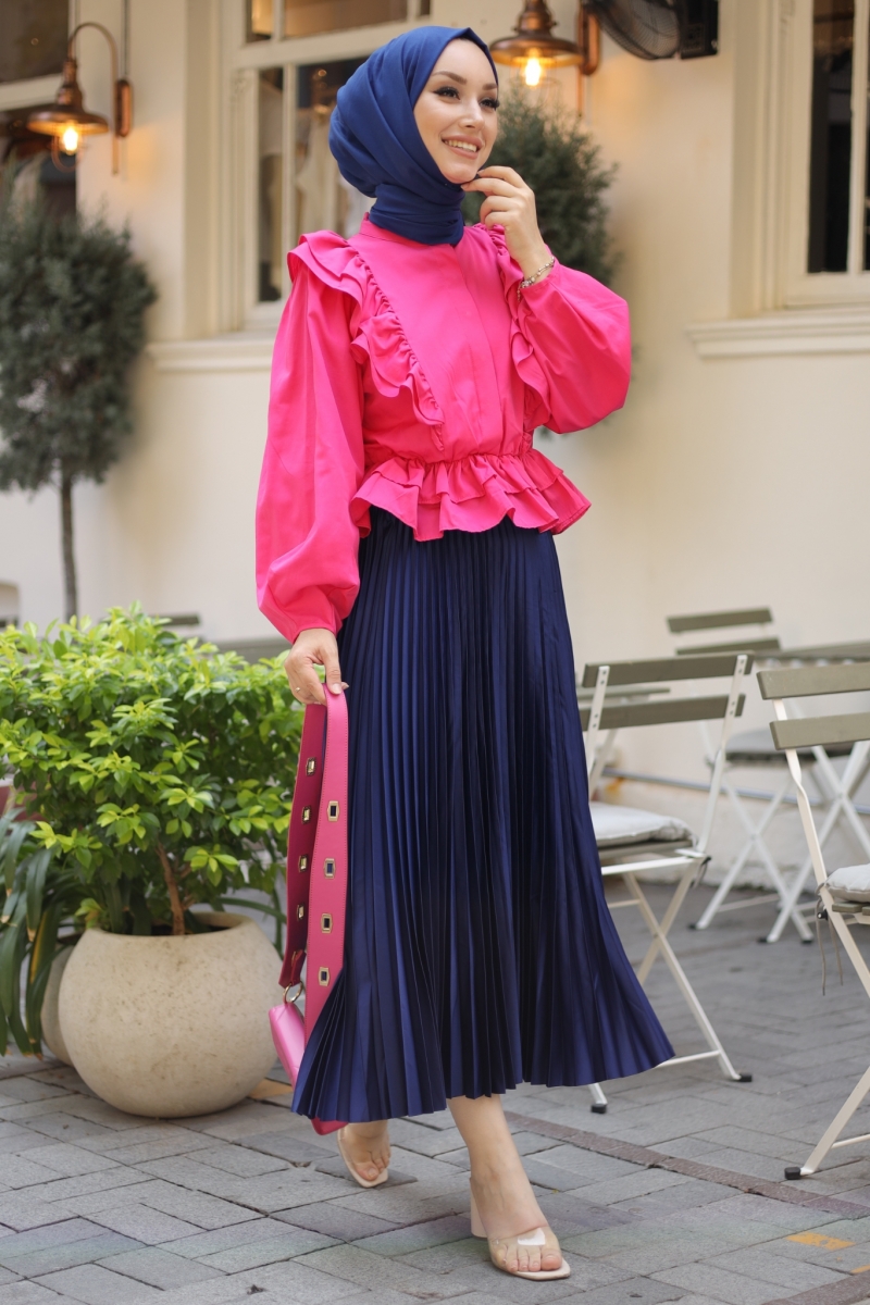 Lariva Lacivert Saten Etek