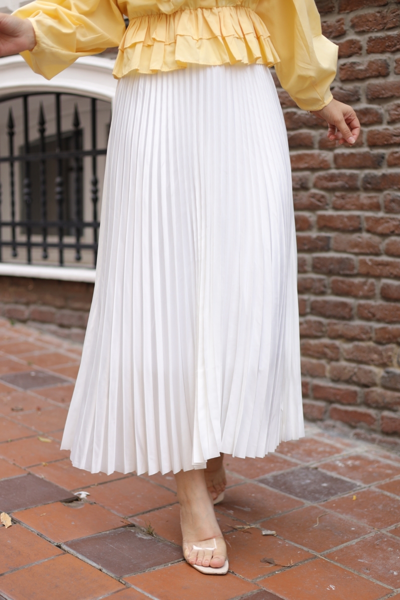 Lariva Beyaz Saten Etek