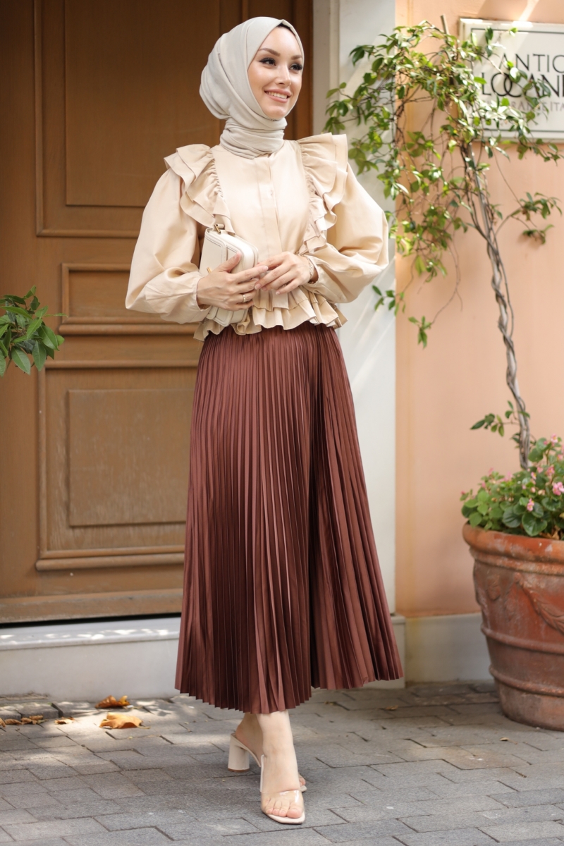 Lariva Kahverengi Saten Etek