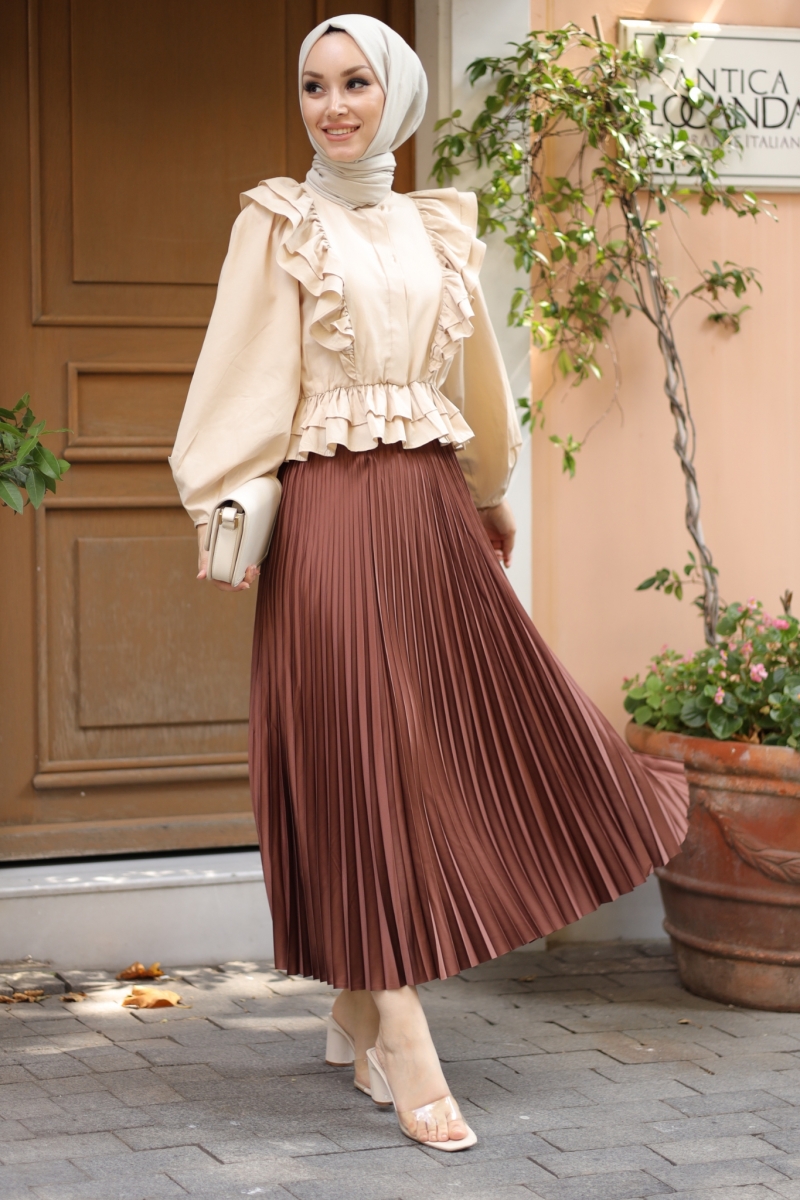 Lariva Kahverengi Saten Etek