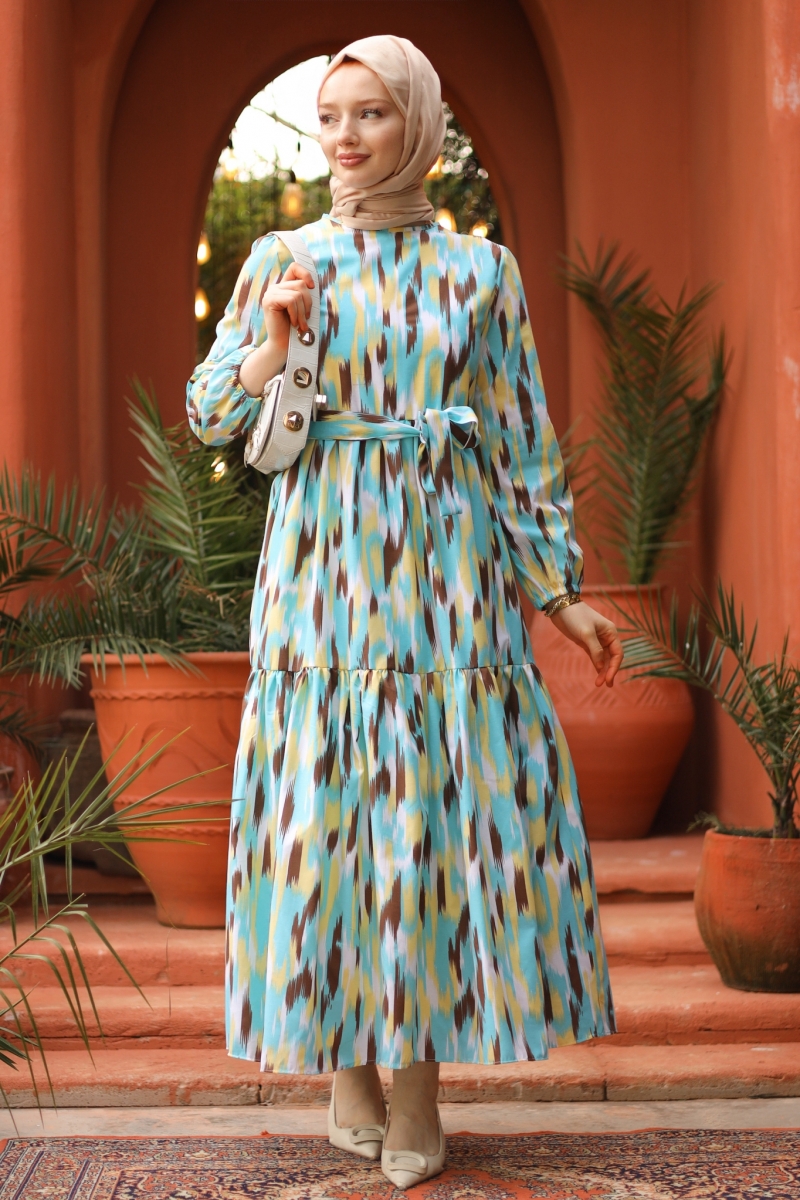 Leilla Turkuaz Elbise