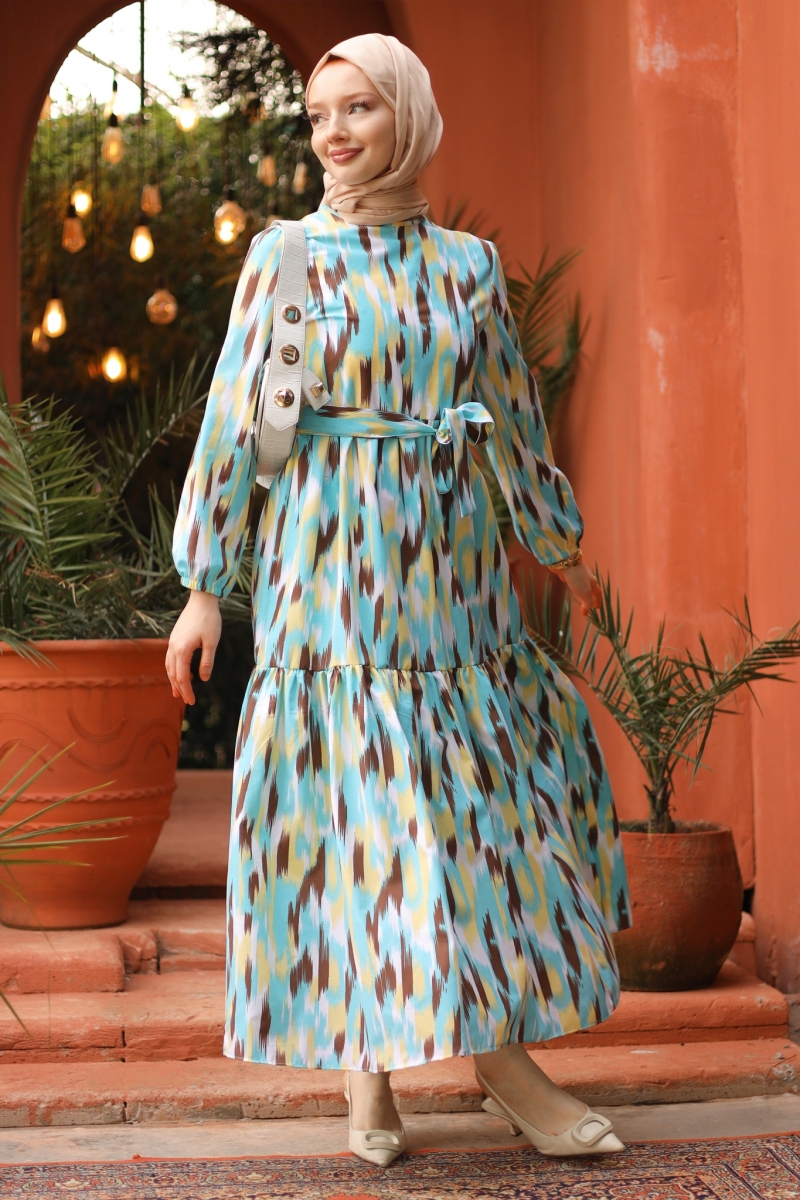Leilla Turkuaz Elbise