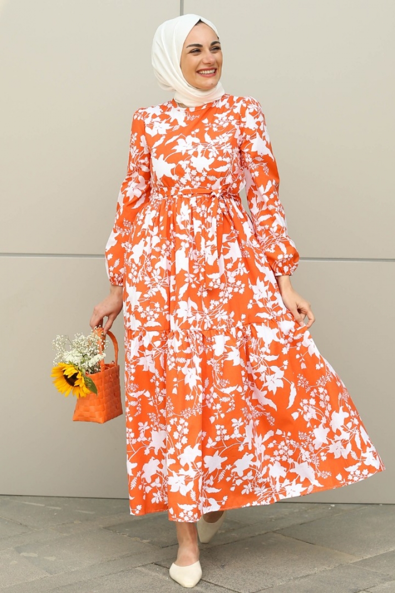 Leona Turuncu Elbise