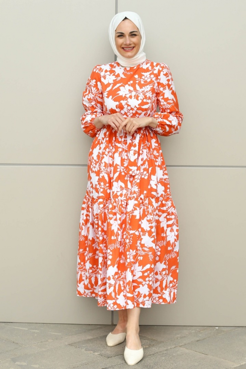 Leona Turuncu Elbise