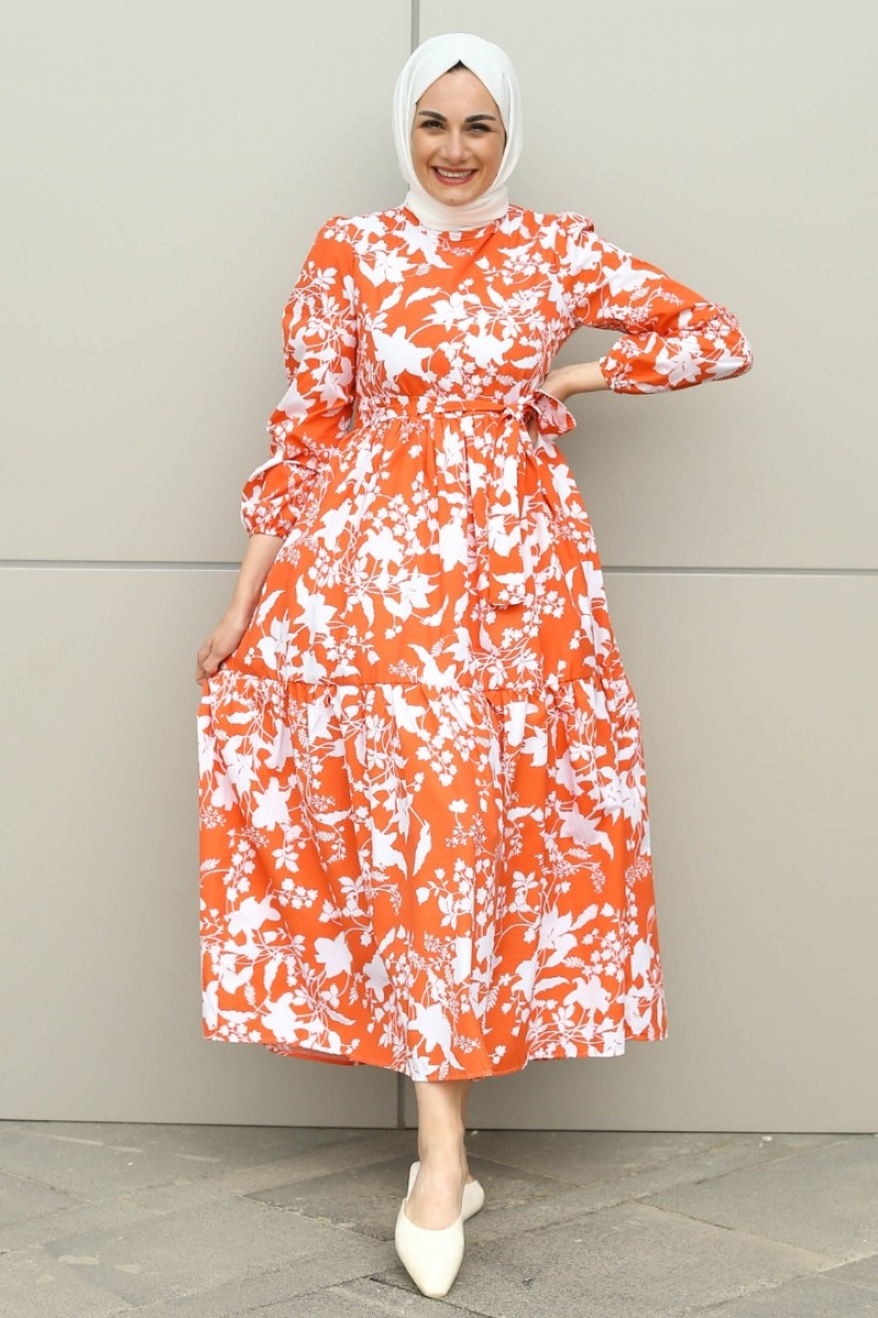 Leona Turuncu Elbise