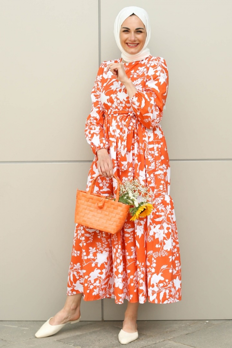 Leona Turuncu Elbise