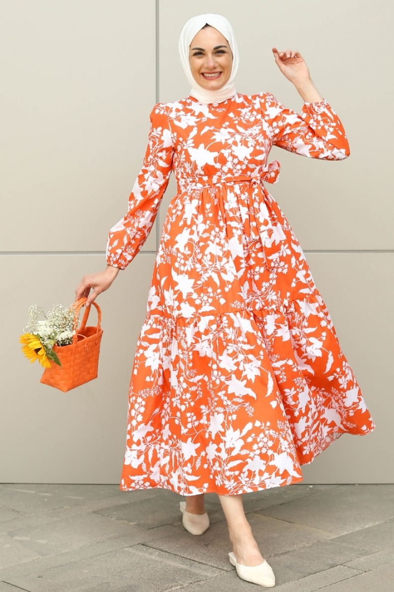 Leona Turuncu Elbise