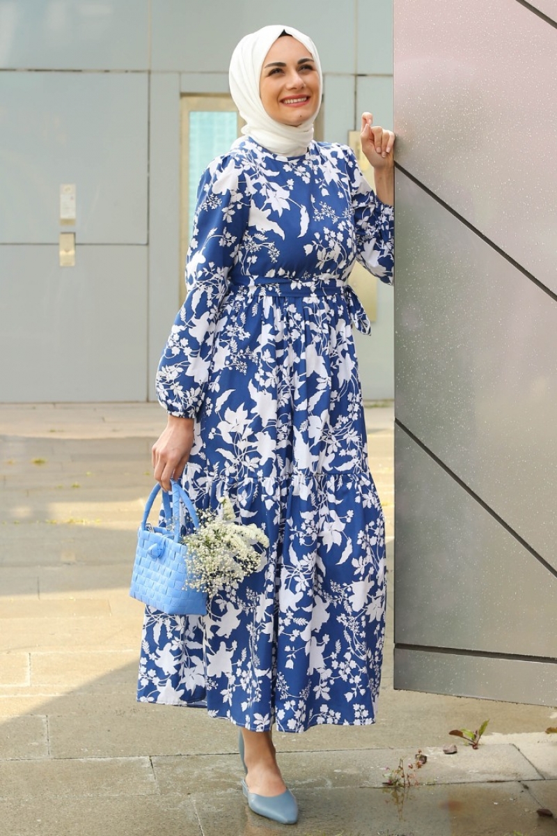 Leona Mavi Elbise