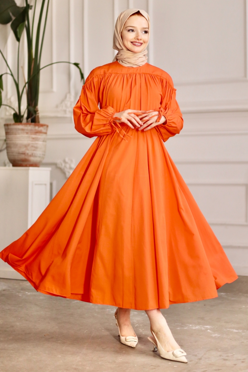 Leong Turuncu Elbise