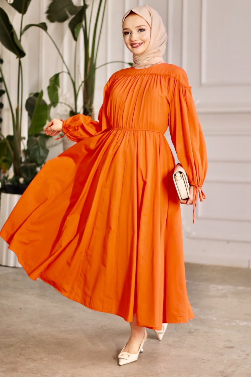 Leong Turuncu Elbise