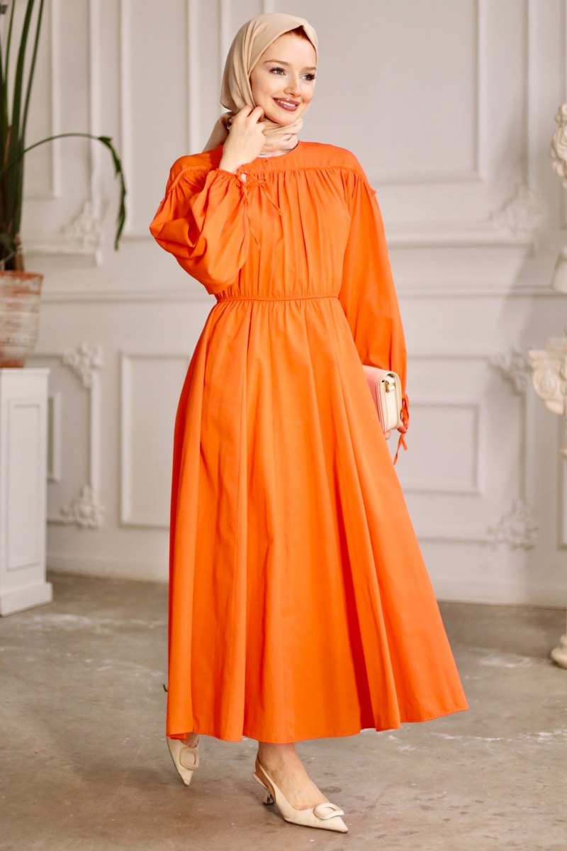Leong Turuncu Elbise