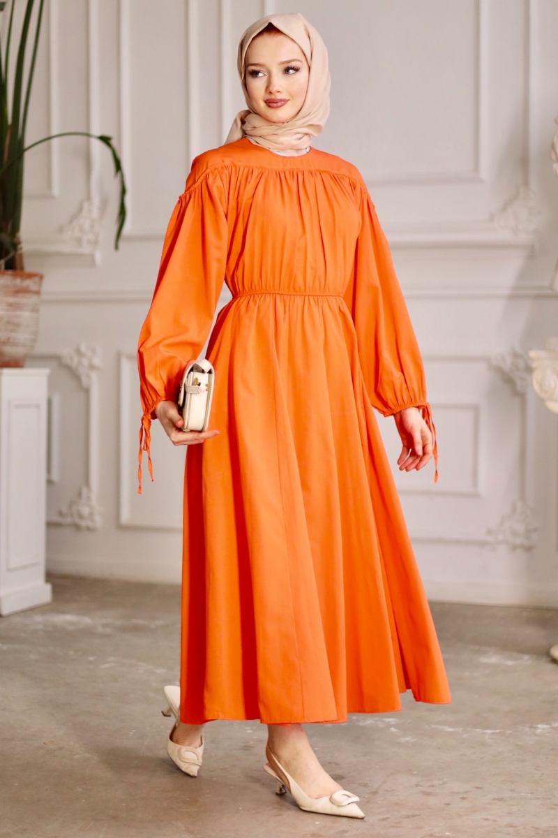 Leong Turuncu Elbise