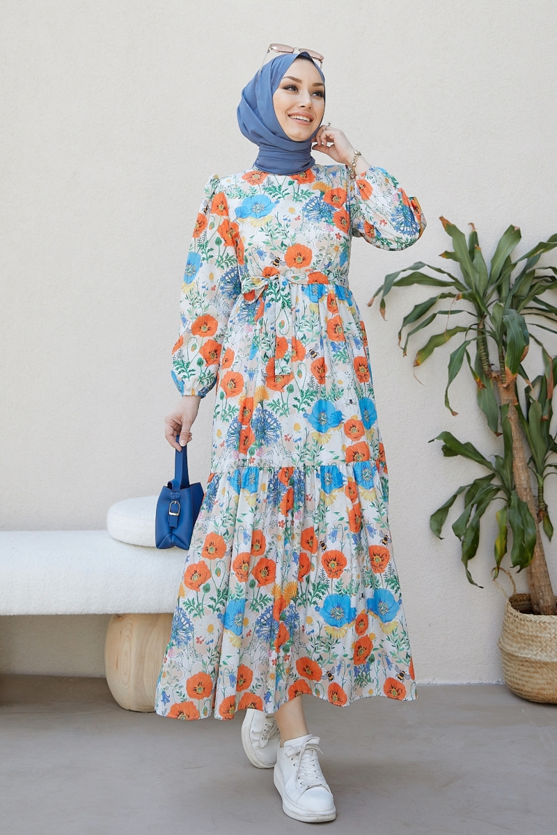 Leyna Turuncu Elbise