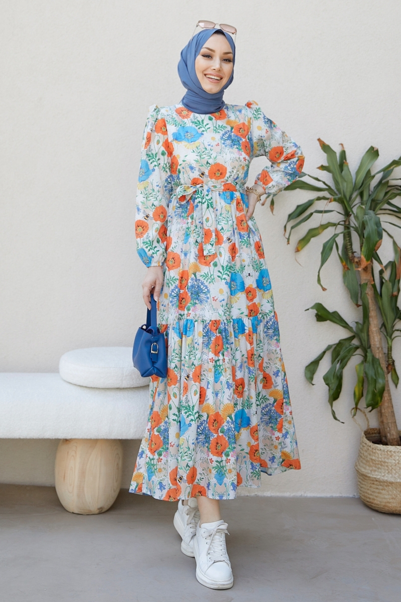 Leyna Turuncu Elbise