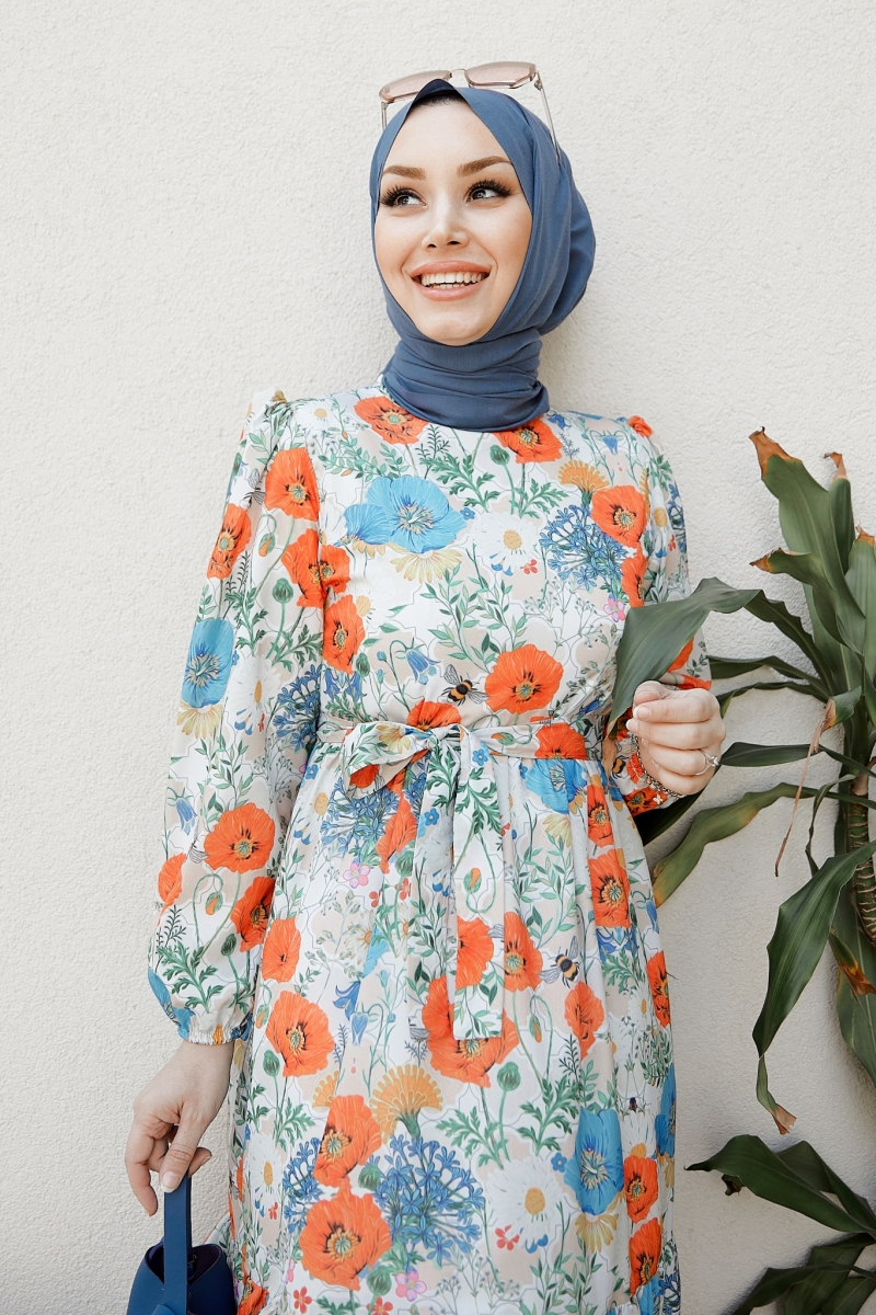 Leyna Turuncu Elbise