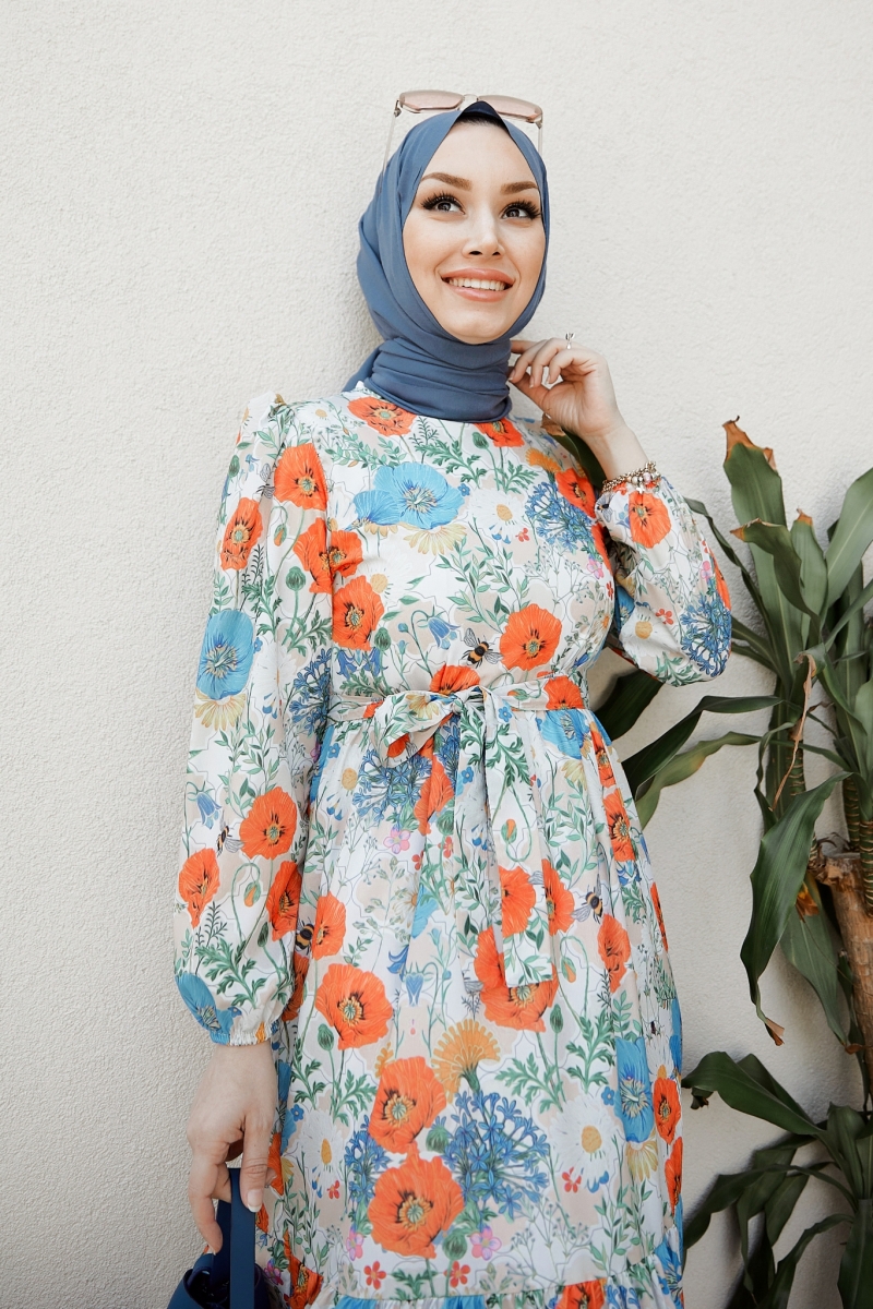 Leyna Turuncu Elbise