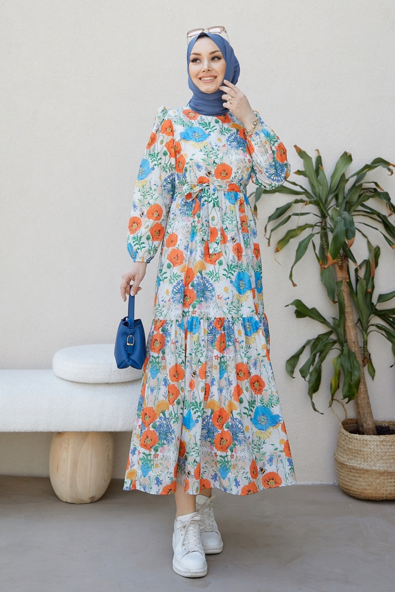 Leyna Turuncu Elbise