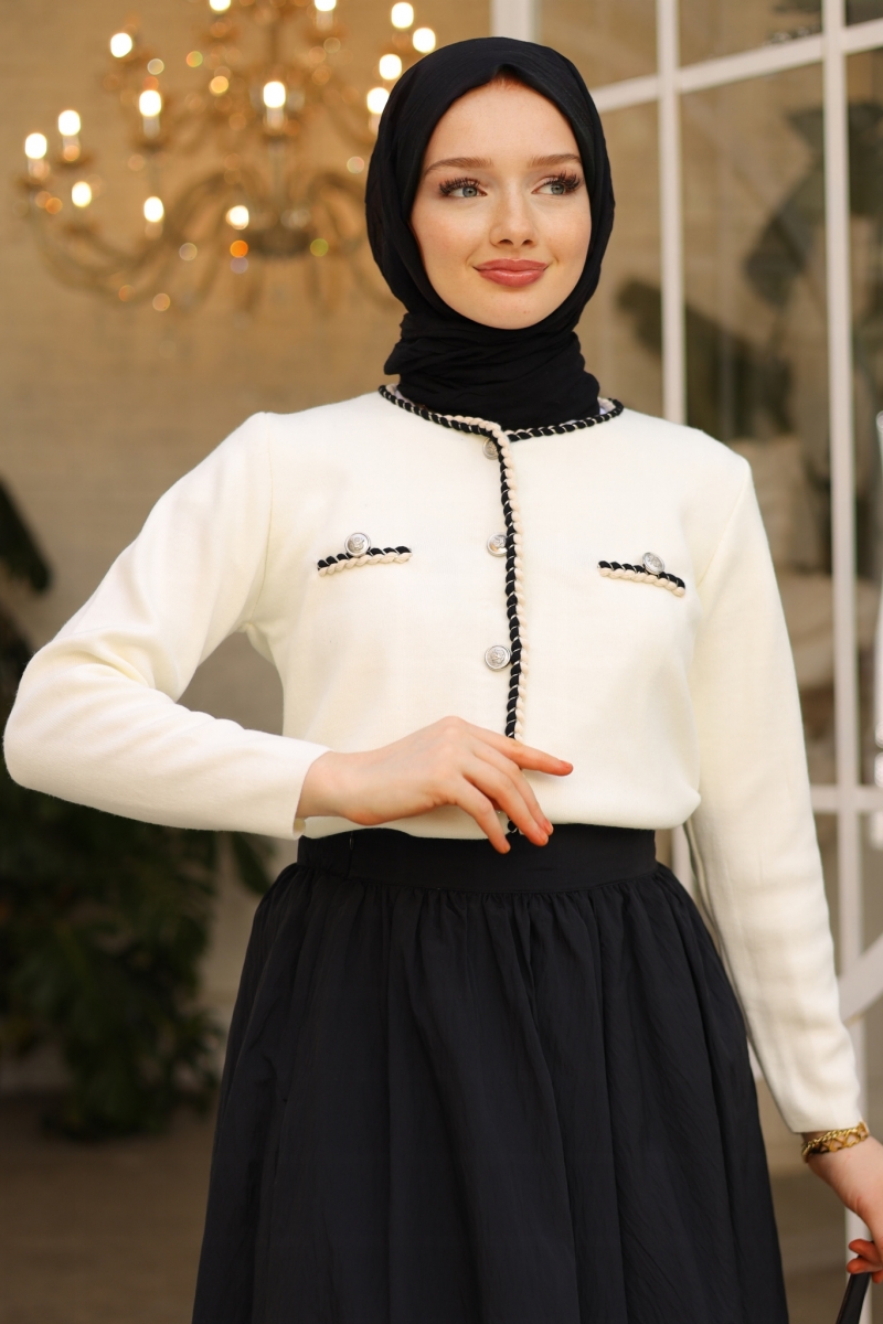 Lidy Beyaz Triko Hırka