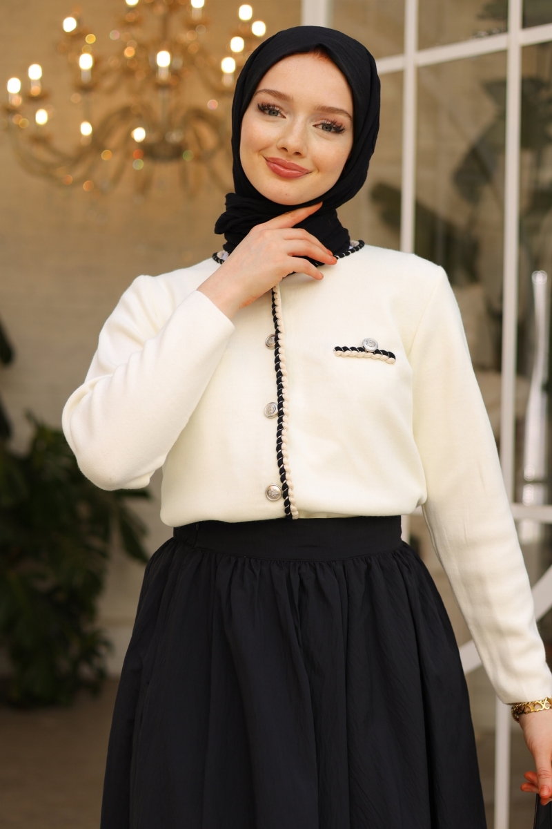 Lidy Beyaz Triko Hırka